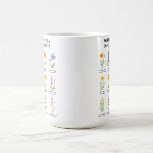 California Wildblumen - Botanische Aquarellfärbung Kaffeetasse (Mittel)