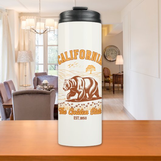 California Wildflower Field – Retro Bear Design Thermosbecher