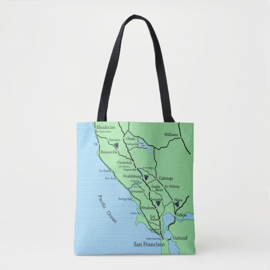 California Wine Country Map Tasche (Vorderseite)