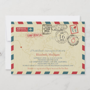 California World Traveller Airmail Brautparty Einladung