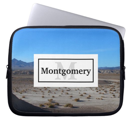 California Wüste Landschaft mit Namen und Monogram Laptopschutzhülle (Vorderseite)