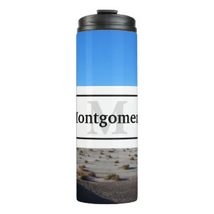 California Wüste Landschaft mit Namen und Monogram Thermosbecher