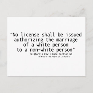 California Zivil Code Section 60 Postcard Front Postkarte