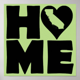 California Zuhause Heart Staat Poster Sign