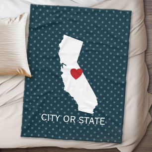 California Zuhause Staat Map - Benutzerdefinierte  Fleecedecke