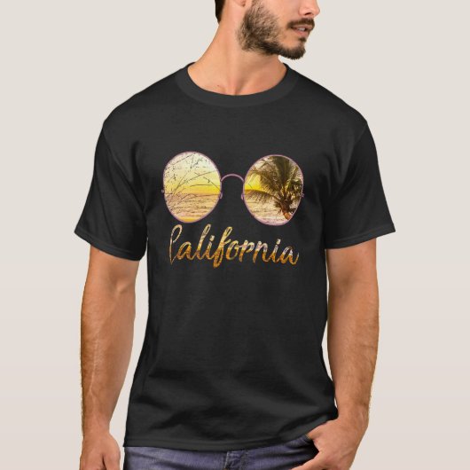 Californian Beach Summer Ca Sonnenbrille Sunset Ca T-Shirt (Vorderseite)