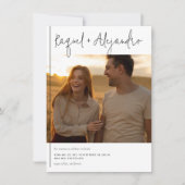 Caligrafía Boho Invitación de Boda 2 Fotos Einladung (Vorderseite)