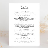 Caliigraphy Minimalistische spanische Hochzeitdeta Begleitkarte
