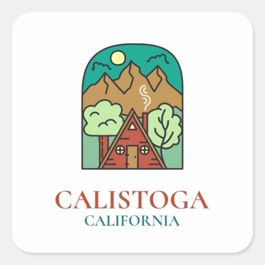 Calistoga - Kalifornien Quadratischer Aufkleber (Vorderseite)