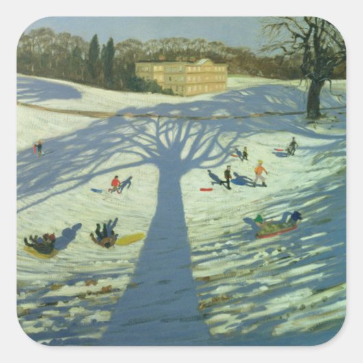 Calke Abbey House Winter 2002 Quadratischer Aufkleber (Vorderseite)