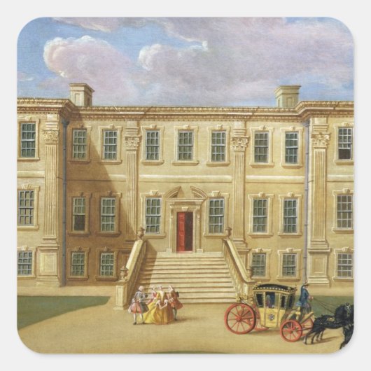 Calke Hall, Derbyshire, Sitz von Sir Henry Harp Quadratischer Aufkleber (Vorderseite)