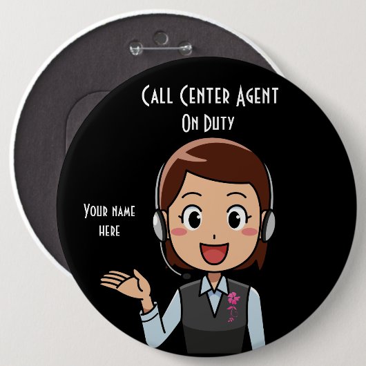 Call Center Agent für "Duty Black" Button (Vorne & Hinten)