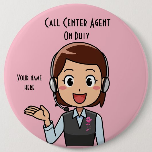 Call Center-Agent für "Duty Pink" Button (Vorderseite)