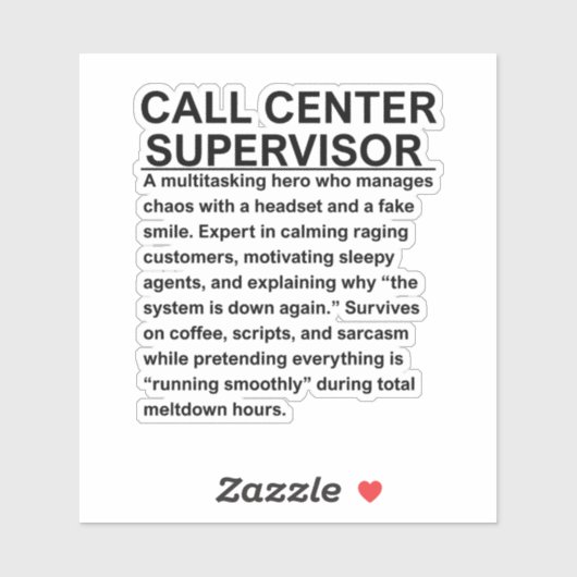 Call center supervisor aufkleber (Blatt)