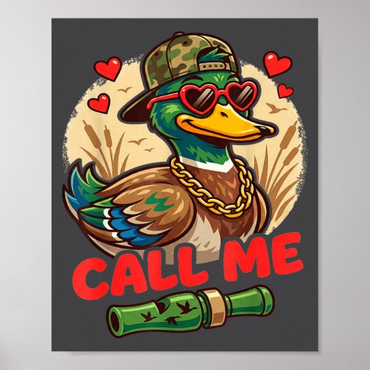 Call Me Duck Hunting Retro Valentine's Day Men Wom Poster (Vorne)