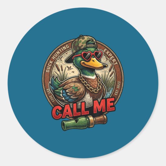 Call Me Duck Hunting Retro Valentine's Day Men Wom Runder Aufkleber (Vorderseite)