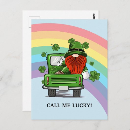 Call Me Lucky Irish Gnome Postkarte (Vorne/Hinten)