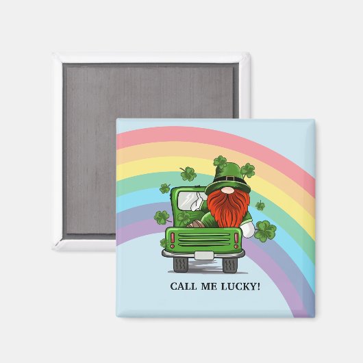 Call Me Lucky Irish Gnome St Patricks Day Magnet (Vorderseite/Rückseite)
