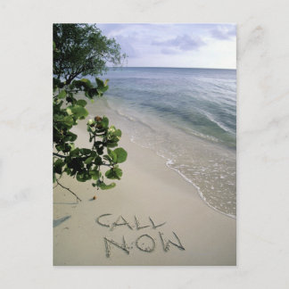 'Call Now' Sand am Strand, Jamaika Postkarte