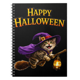 Call tabby witch kitten whimsical happy Halloween Notizblock