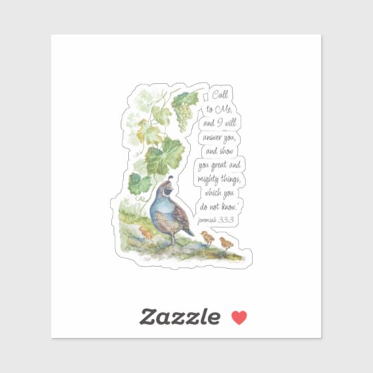 Call to Me Scripture Inspiration California Quail  Aufkleber (Blatt)