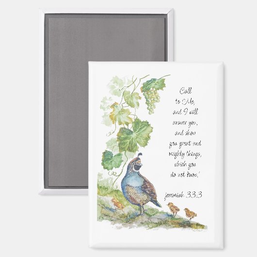 Call to Me Scripture Inspiration California Quail Magnet (Vorderseite/Rückseite)