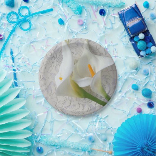 Calla basiert auf weißen Texturen Pappteller (Party)