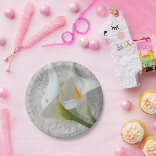 Calla basiert auf weißen Texturen Pappteller (Party)