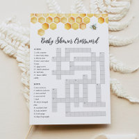 CALLA Bee Baby Dusche Crossword Game Card