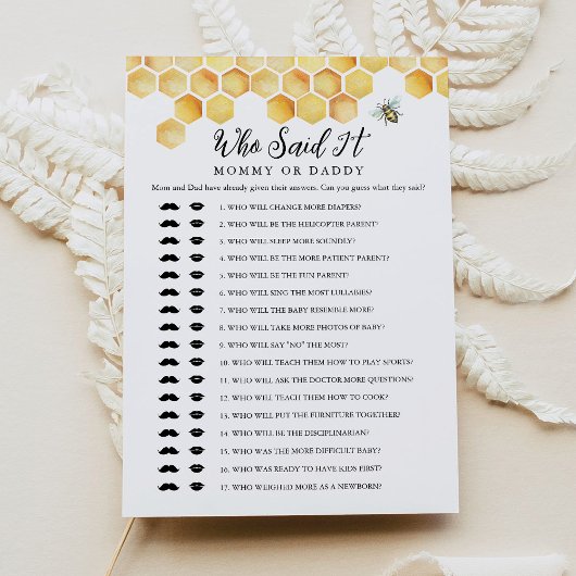 CALLA Bee, die sagte, es Mommy Daddy Baby Game Car Einladung