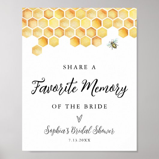 CALLA Bee Favorite Memory Brautparty Sign Poster (Vorne)