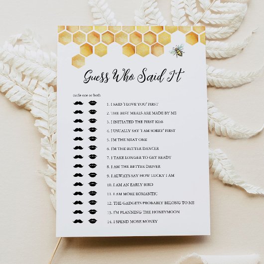 CALLA Bee Guess, der sagte, es Brautparty Game Einladung