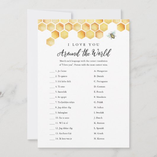 CALLA Bee I Liebe Sie um das Bridal World Game Einladung (Vorderseite)