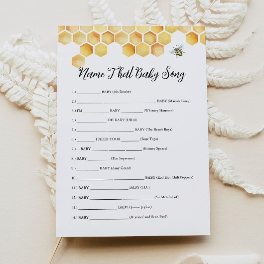 CALLA Bee Name that Baby Song Game Card Einladung