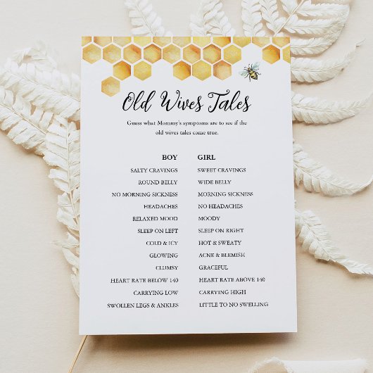 CALLA Bee Old Ehefrauen Tales Baby Shower Game Car Einladung