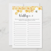 CALLA Bee Wedding A-Z Brautparty Game Card Einladung (Vorderseite)
