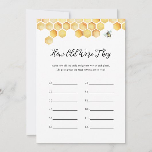 CALLA Bee wie alt waren sie Brautparty Game Einladung (Vorderseite)