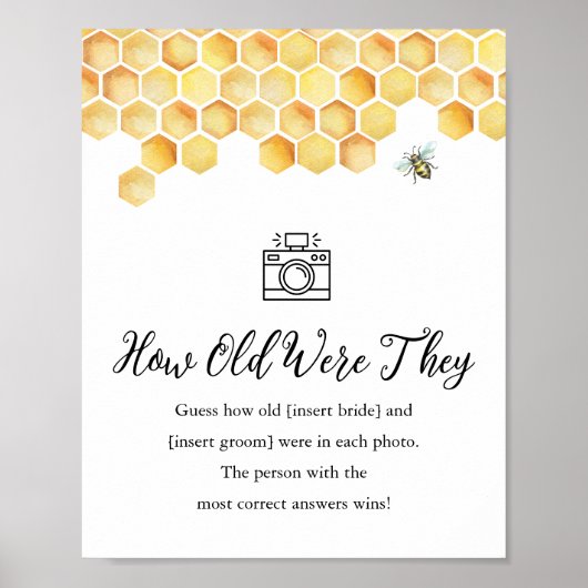 CALLA Bee wie alt waren sie Bridal Game Sign Poster (Vorne)