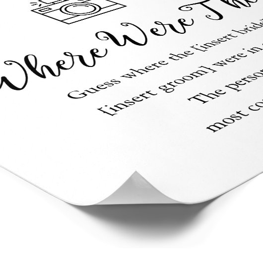 CALLA Bee Wo waren sie Brautparty Game Sign Poster (Ecke)