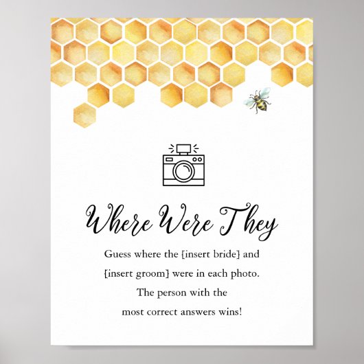 CALLA Bee Wo waren sie Brautparty Game Sign Poster (Vorne)