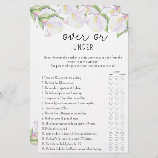 Calla Blume - Over oder Under Brautparty (Vorne/Hinten)