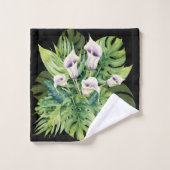 Calla-Blume und tropische Blätter Badhandtuch Set (Waschlappen)
