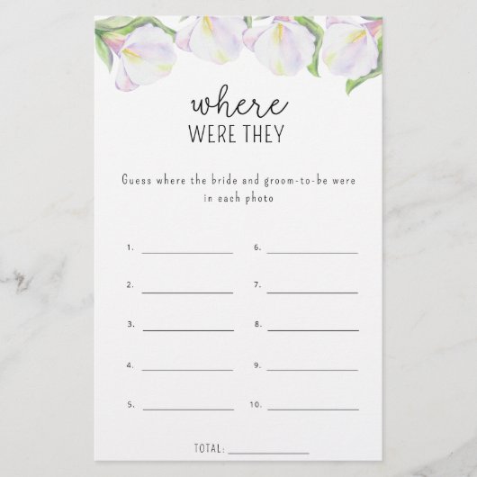 Calla Blume - Wo waren sie Brautparty (Vorderseite)