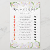 Calla - Er sagte, sie sagte Brautparty-Spiel (Vorderseite)