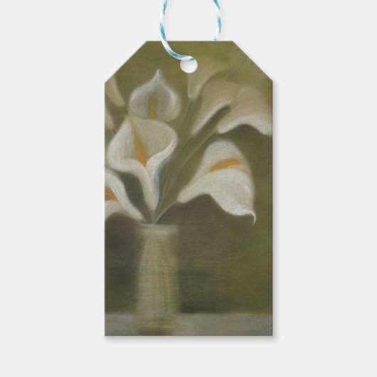 Calla geschnitten Blume in einem vase künstlerisch Geschenkanhänger (Vorderseite)