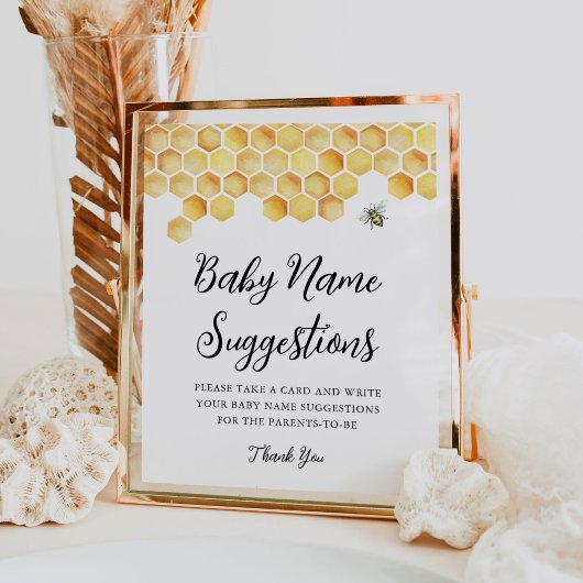 CALLA Honey Bee Baby Name Ideas Game Sign Poster