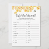CALLA Honey Bee Baby Word Scramble Game Card Einladung (Vorderseite)