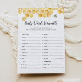 CALLA Honey Bee Baby Word Scramble Game Card Einladung
