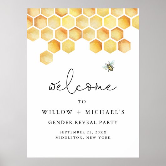 CALLA Honey Bee Gender Reveal Willkommen Poster (Vorne)