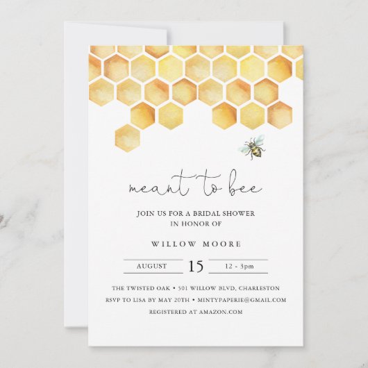 CALLA Honey Meant to Bee Brautparty Einladung (Vorderseite)